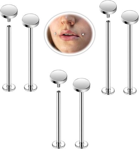 16G Labret Cheek Tongue Rings Surgical Steel Monroe Lip Piercing Jewelry Barbell Rings Kits Ultra-long Bar Length 14/16/19/22/25mm in Saudi Arabia