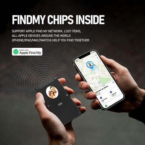 Anti theft wallet for men, Durable Slim Aluminum Card Trackable Wallet (IOS Only) with Customized Electronic photo/Text information, Slim RFID Credit Card Holder (Oxidized Black) in Saudi Arabia