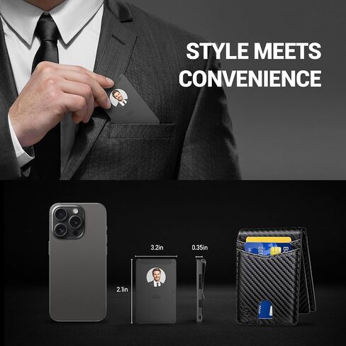 Anti theft wallet for men, Durable Slim Aluminum Card Trackable Wallet (IOS Only) with Customized Electronic photo/Text information, Slim RFID Credit Card Holder (Oxidized Black) in Saudi Arabia