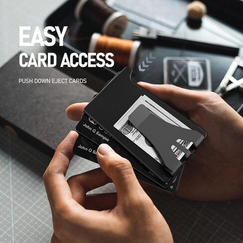 Anti theft wallet for men, Durable Slim Aluminum Card Trackable Wallet (IOS Only) with Customized Electronic photo/Text information, Slim RFID Credit Card Holder (Oxidized Black) in Saudi Arabia