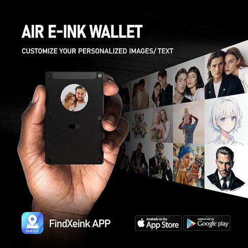 Anti theft wallet for men, Durable Slim Aluminum Card Trackable Wallet (IOS Only) with Customized Electronic photo/Text information, Slim RFID Credit Card Holder (Oxidized Black) in Saudi Arabia
