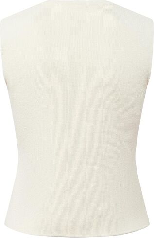 Women Sleeveless V Neck Sweater Vest Cropped Button Down Slim Knit Suit Cardigan in Saudi Arabia