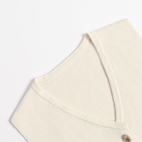 Women Sleeveless V Neck Sweater Vest Cropped Button Down Slim Knit Suit Cardigan in Saudi Arabia