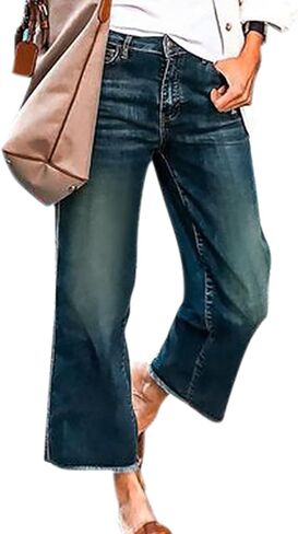 Women's Wide Leg Jeans 90S Vintage Zipper Fly Raw Hem Loose Fit Mid Rise Straight Leg Jeans for Women Denim Pants in Saudi Arabia