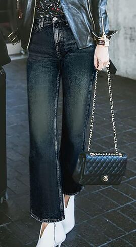 Women's Wide Leg Jeans 90S Vintage Zipper Fly Raw Hem Loose Fit Mid Rise Straight Leg Jeans for Women Denim Pants in Saudi Arabia
