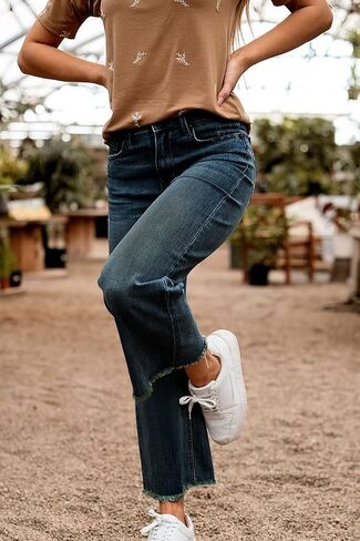 Women's Wide Leg Jeans 90S Vintage Zipper Fly Raw Hem Loose Fit Mid Rise Straight Leg Jeans for Women Denim Pants in Saudi Arabia