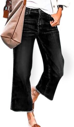 Women's Wide Leg Jeans 90S Vintage Zipper Fly Raw Hem Loose Fit Mid Rise Straight Leg Jeans for Women Denim Pants in Saudi Arabia