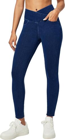 Heathyoga Crossover Jeggings for Women Tummy Control Pull on Stretchy Jeans for Women High Waisted Skinny Jeans in Saudi Arabia