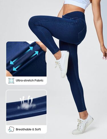 Heathyoga Crossover Jeggings for Women Tummy Control Pull on Stretchy Jeans for Women High Waisted Skinny Jeans in Saudi Arabia