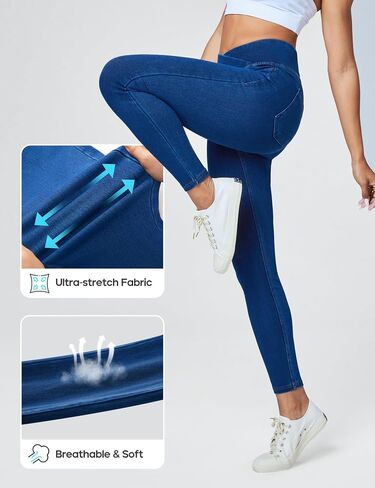 Heathyoga Crossover Jeggings for Women Tummy Control Pull on Stretchy Jeans for Women High Waisted Skinny Jeans in Saudi Arabia