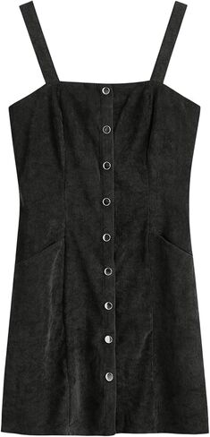 Floerns Women's Corduroy Button Down Pinafore Overall Dress with Pockets Brown Solid XS in Saudi Arabia
