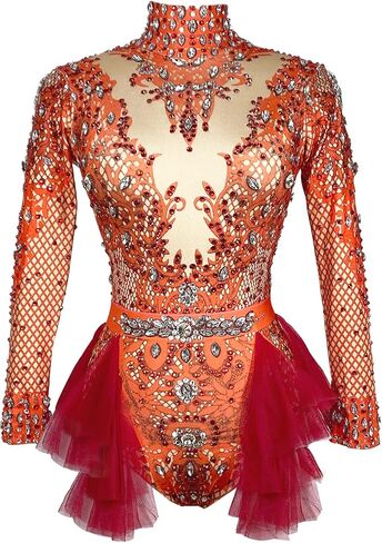 Youmeisha Rhinestone Stretch Bodysuit for Women Sexy Pole Dance Leotard Prom Birthday Party Outfit Stage Show Dance Costume in Saudi Arabia