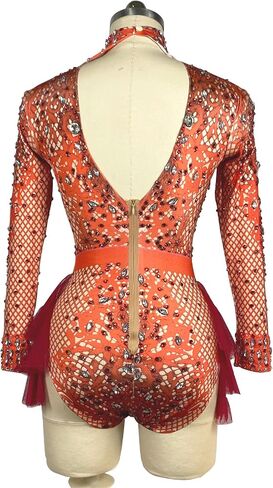 Youmeisha Rhinestone Stretch Bodysuit for Women Sexy Pole Dance Leotard Prom Birthday Party Outfit Stage Show Dance Costume in Saudi Arabia