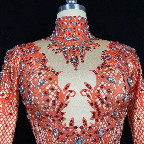 Youmeisha Rhinestone Stretch Bodysuit for Women Sexy Pole Dance Leotard Prom Birthday Party Outfit Stage Show Dance Costume in Saudi Arabia