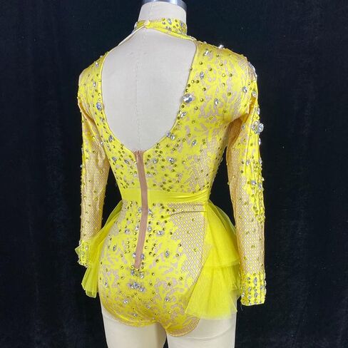 youmeisha rhinestone podysuit للنساء مثير القطب الرقص يوتار الحفلة حفلة عيد ميلاد الزي مرحلة زي الرقص in Saudi Arabia