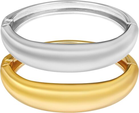 2PCS Chunky Gold Cuff Bangle Bracelets Stack for Women Non Tarnish Trendy, 14K Gold Plated Irregular Open Wide Hinged Thick Chain Wrap Bangles Bracelet Set Arm Jewelry Gifts in Saudi Arabia