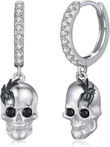Skull Earrings for Men Skull Dangle Earrings 925 Sterling Silver Skull Jewelry Gothic Skeleton Punk Skull Halloween Jewelry Gifts for Women Men Biker in Saudi Arabia