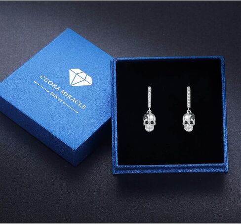 Skull Earrings for Men Skull Dangle Earrings 925 Sterling Silver Skull Jewelry Gothic Skeleton Punk Skull Halloween Jewelry Gifts for Women Men Biker in Saudi Arabia