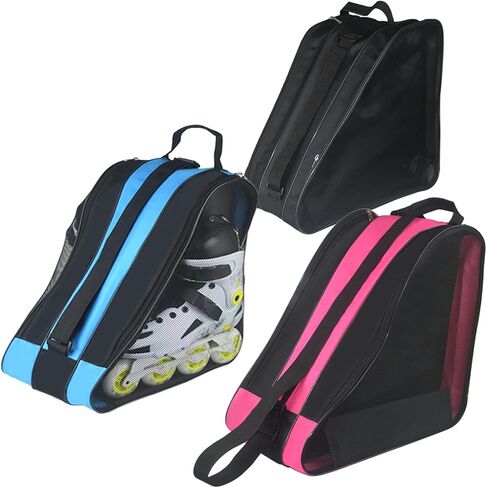 حقيبة تزلج دوارة من Gooyule، حقائب تزلج على الجليد بحزام كتف قابل للتعديل للفتيات والأولاد ومعظم البالغين، حقيبة تزلج ذات سعة كبيرة تناسب الزلاجات الرباعية، التزلج المضمن ومعظم ملحقات التزلج على الجليد in Kuwait