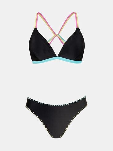 CUPSHE Women's Bikini Sets Two Piece Swimsuit V Neck Crisscross Back Low Rise Stitching Cheeky Bottom in Saudi Arabia