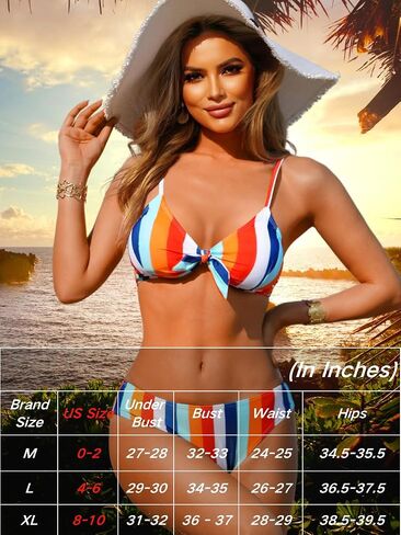 Colorful Striped Bikini Sets for Women&Teen Girls, Self-Tie Front Cute Top, for Casual Surfing Summer Beach in Saudi Arabia
