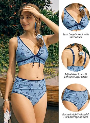 Zaful Womens High Pherced Bikini مجموعات Sexy v الرقبة قطعتين in Saudi Arabia