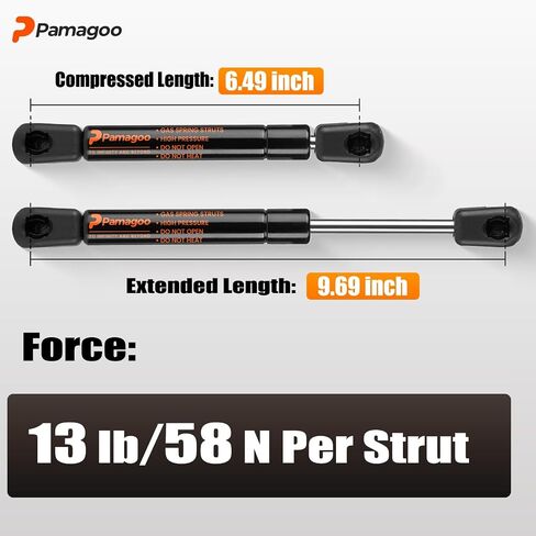 C16-03213 10 Inch 13 Lbs Gas Struts, 10" 58 N Gas Shocks C1603213 Spring, Truck Pickup Tool Box Lid Lift Support for Overhead Cabinet Door Boat Compartment Toy Box Lid, Qty 2 in Saudi Arabia