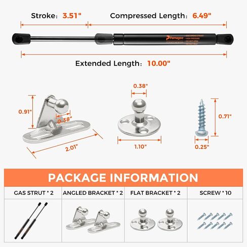 C16-03213 10 Inch 13 Lbs Gas Struts, 10" 58 N Gas Shocks C1603213 Spring, Truck Pickup Tool Box Lid Lift Support for Overhead Cabinet Door Boat Compartment Toy Box Lid, Qty 2 in Saudi Arabia