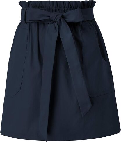 KANCY KOLE Women's Casual High Waist A Line Skirt Paper Bag Elastic Waist Short Skirt with Pockets S-XXL in Saudi Arabia