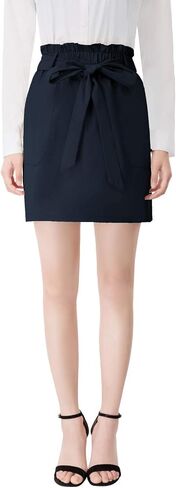 KANCY KOLE Women's Casual High Waist A Line Skirt Paper Bag Elastic Waist Short Skirt with Pockets S-XXL in Saudi Arabia