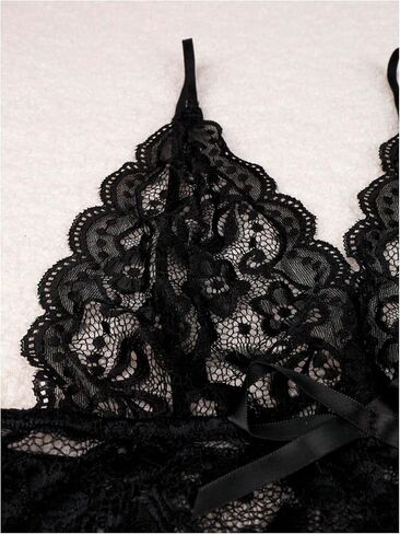 MakeMeChic Women's 2 Piece Lingerie Sets Floral Lace Scallop Trim Bra and Leopard Print Shorts Set in Saudi Arabia