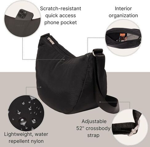 Baggallini Swift Crescent Crossbody Bag for Women - Lightweight 12"x8" Travel Purse Handbag in Saudi Arabia