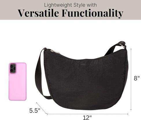 Baggallini Swift Crescent Crossbody Bag for Women - Lightweight 12"x8" Travel Purse Handbag in Saudi Arabia