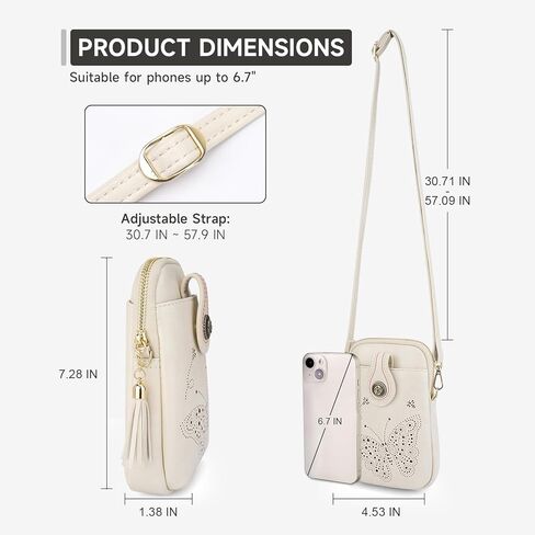 Small Crossbody Bags for Women, Lightweight Mini Cute Cell Phone Purse for Women with Tassel Shining Butterfly in Kuwait