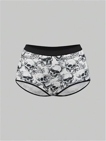 WDIRARA Women's 5 Pack Goth Graphic Boyshorts Mid Rise Panties Shorts Briefs Boxer in Saudi Arabia