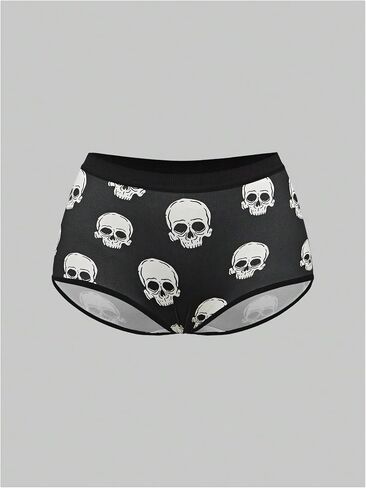 WDIRARA Women's 5 Pack Goth Graphic Boyshorts Mid Rise Panties Shorts Briefs Boxer in Saudi Arabia