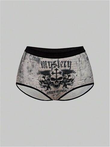 WDIRARA Women's 5 Pack Goth Graphic Boyshorts Mid Rise Panties Shorts Briefs Boxer in Saudi Arabia