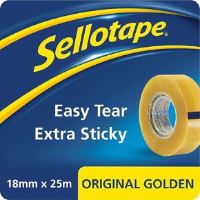 Original Golden, Multi-Purpose Clear Tape for Household Objects, Clear Packing Tape for Sticking Envelopes or Cards, Easy to Use Packaging Tape, 18mmx25m
