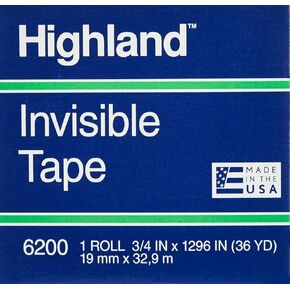 Highland 6200 Invisible Tape, 0.75 Inch x 36 Yards, Matte