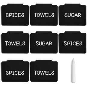 Plastic Basket Bin Label Clip on Removable Basket Label Kitchen Pantry Basket 8 Label Clip with 1 White Chalk Markers for Storage Fabric Bin Basket Box Hanging Bin Clip Label