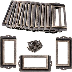 20pcs Bronze Color Metal Office File Cabinet Shelves Drawer Name Card Label Holder Frames with Screws (85 x 42mm)