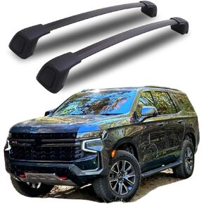 Roof Racks Aluminum Alloy ONLY Rail Cross Bars Rail Fit for Chevy Tahoe, Chevy Suburban, GMC Yukon Yukon XL, Cadillac Escalade ESV 2021 2022 2023 2024 Rack Crossbar Black (FBA) in Kuwait