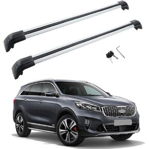 MotorFansClub Roof Rack Cross Bars Fit for Kia Sorento 2015 2016 2017 2018 2019 2020 2021 Baggage Locking Roof Rack Luggage Rack Cargo Aluminum Alloy,Silver