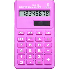 Pink 8 Digits Portable Calculator Mini Calculator Digital Desktop Portable Pocket Candy Color Calculator Reliable ABS Pocket Size Handheld Calculator Office Supplies Basic Office Calculators