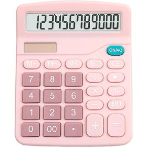 Solar Calculator Desktop Office Financial Calculators 12-Digit Dual Power Handheld Desktop Calculator Solar Battery Office with Large LCD Display Big Sensitive Button, Pink in Saudi Arabia