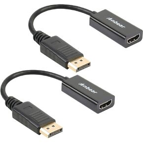 DisplayPort to HDMI Adapter, Display Port to HDMI Cable(Male to Female) for DisplayPort Enabled Desktops and Laptops Connect to HDMI Displays (2 Pack)