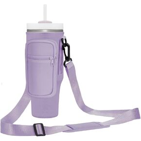 Cup Holder Carrier Bag with Strap and Pouch for Stanley Quencher 30/40oz Tumbler. Cup Crossbody Holder Bag Compatible with Stanley Cup for Hiking Travelling Camping.