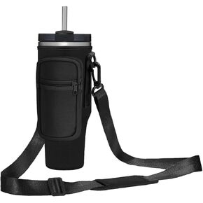 Cup Holder Carrier Bag with Strap and Pouch for Stanley Quencher 30/40oz Tumbler. Cup Crossbody Holder Bag Compatible with Stanley Cup for Hiking Travelling Camping.
