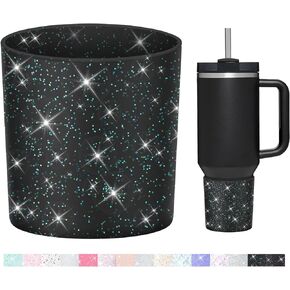 حذاء WUQID لامع من السيليكون العالي متوافق مع Stanley Quencher H2.0 40oz 30oz 20oz & IceFlow Flip 30oz 20oz، أكواب بهلوان مضادة للانزلاق غطاء الأكمام السفلي