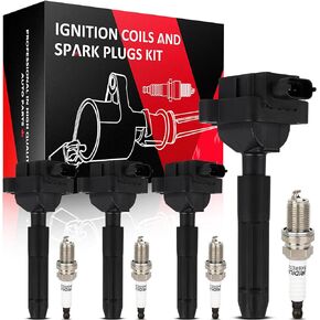 SCITOO 4 ignition coils + 4 iridium Spark Plugs,for Mercedes-Benz SLK230 2.3L 2001 2002 2003 2004,for Mercedes-Benz C230 2.3L 2002 UF536 C964, GN10604